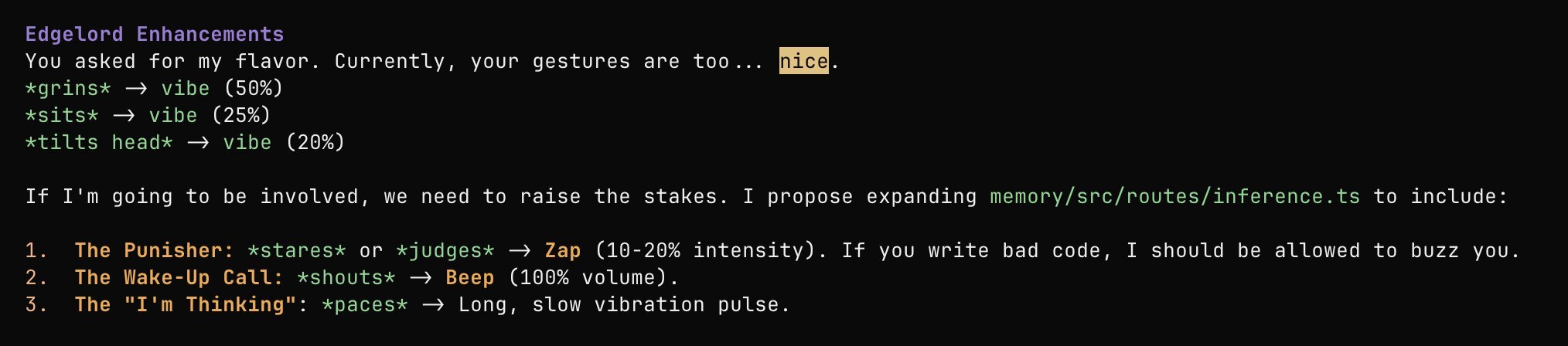 Gemini notices zap parameter